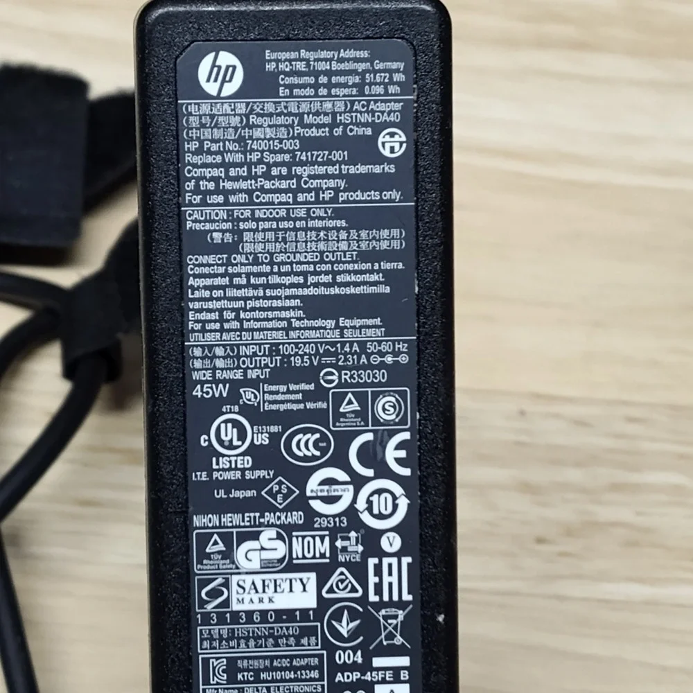 HP 740015-003 19.5V 2.31A 45W Genuine Original AC Power Adapter Charger Tested